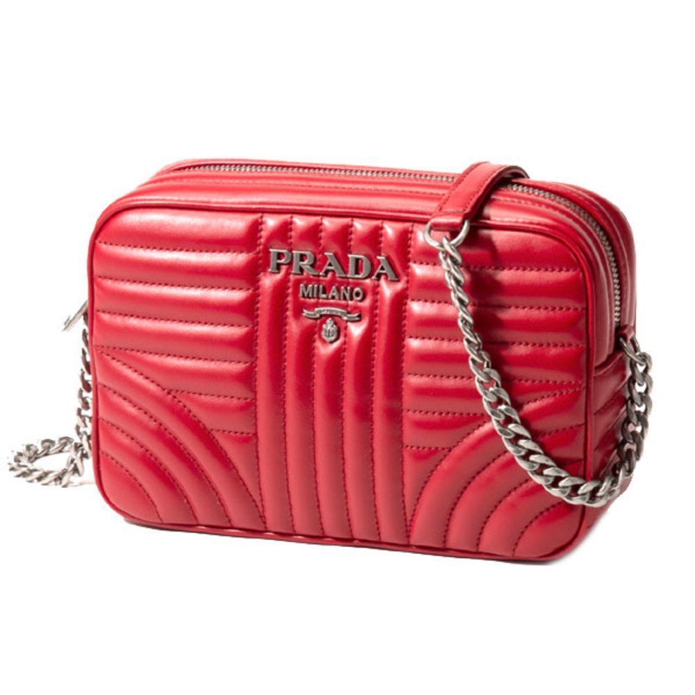 Prada Crossbody Bag Calf Leather Red Shoulder Bag - Picture 1 of 3